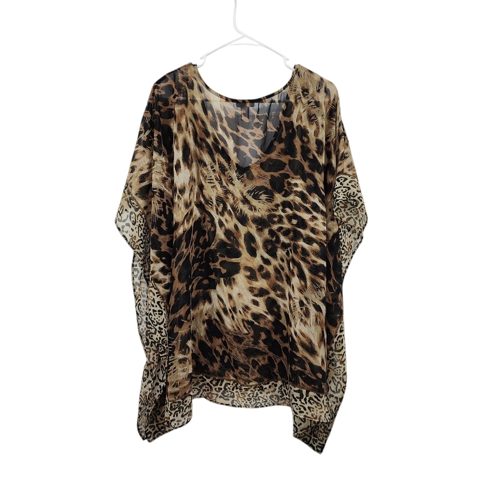 Chico's Women's Lightweight Animal Print Sheer Caftan Cover Up - S/M - Picture 5 of 6